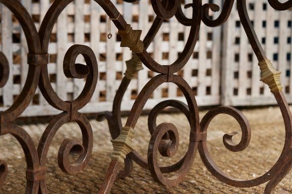 Early 20th Century French Dining Table of Wrought Iron & Bronze with Limestone Top