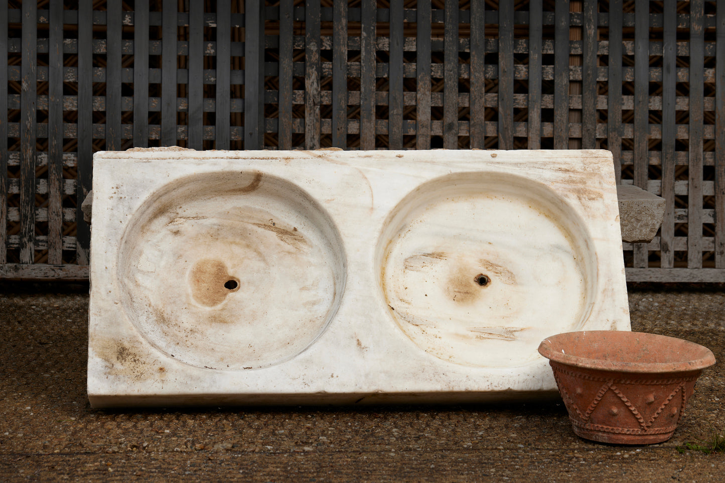 Early 19th Century Spanish White Marble Two Basin Garden Sink