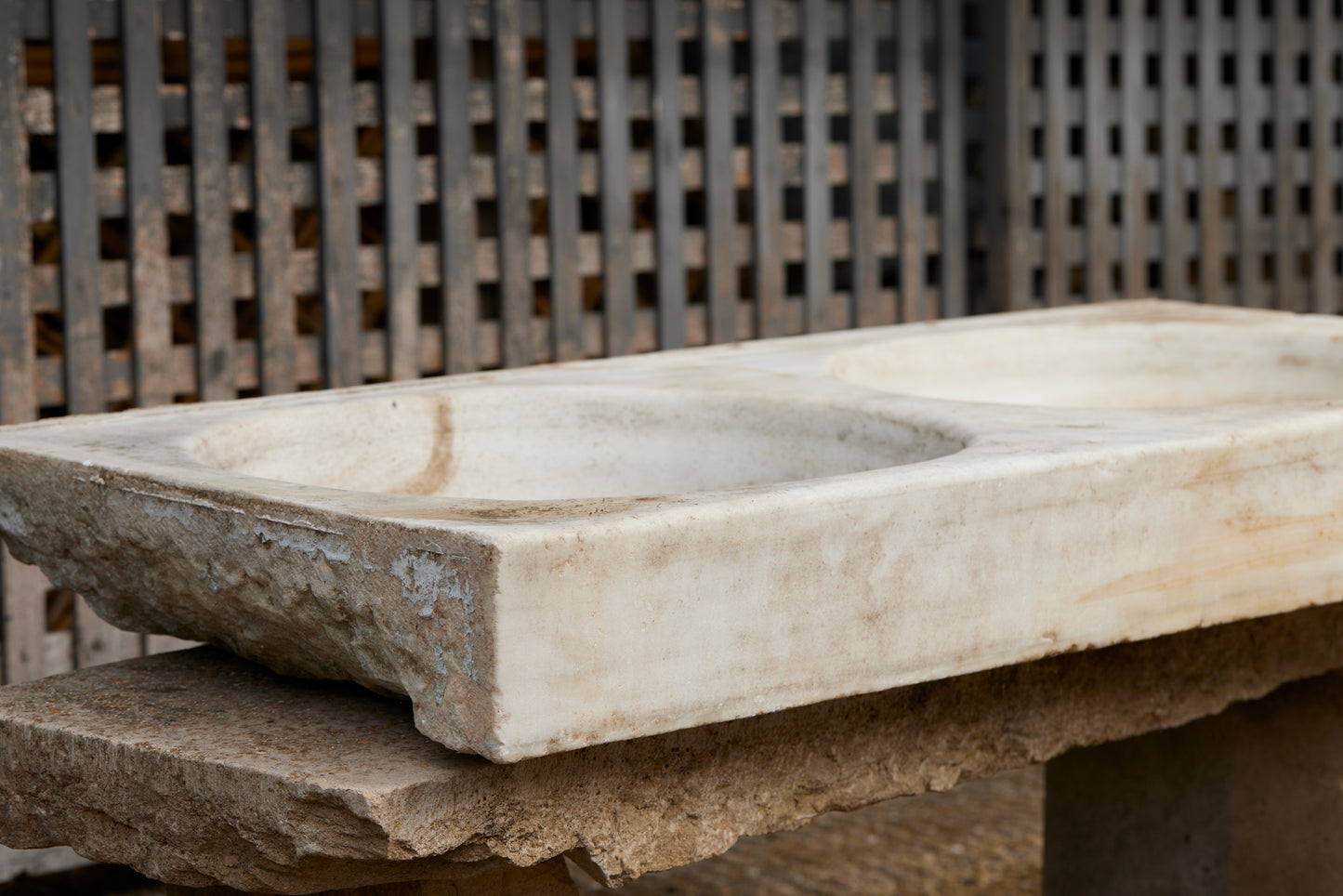 Early 19th Century Spanish White Marble Two Basin Garden Sink