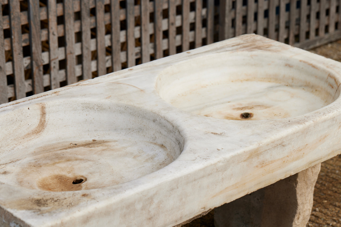 Early 19th Century Spanish White Marble Two Basin Garden Sink