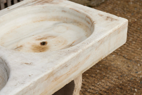 Early 19th Century Spanish White Marble Two Basin Garden Sink