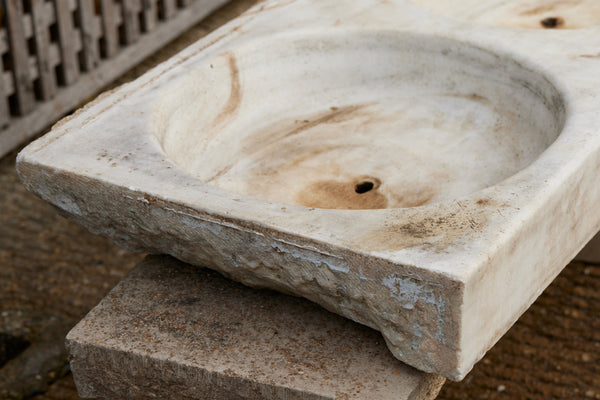 Early 19th Century Spanish White Marble Two Basin Garden Sink