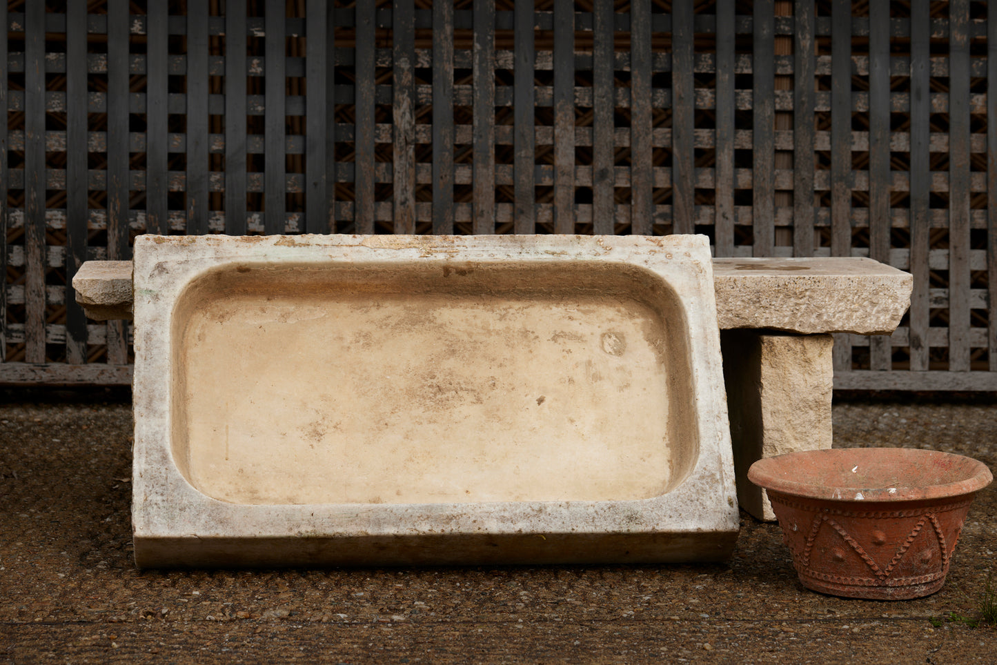 18th Century French White Marble Rectangular Farm Sink