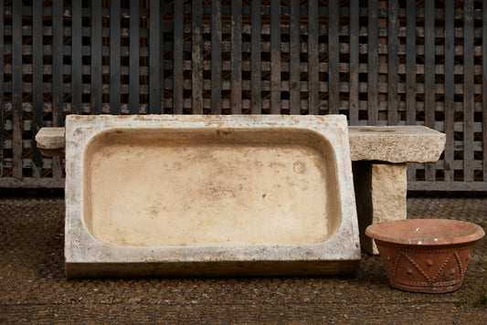 18th Century French White Marble Rectangular Farm Sink