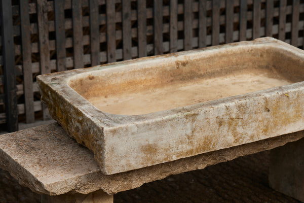 18th Century French White Marble Rectangular Farm Sink
