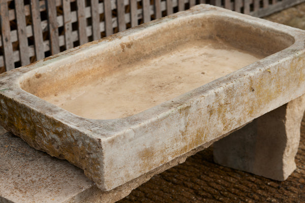 18th Century French White Marble Rectangular Farm Sink