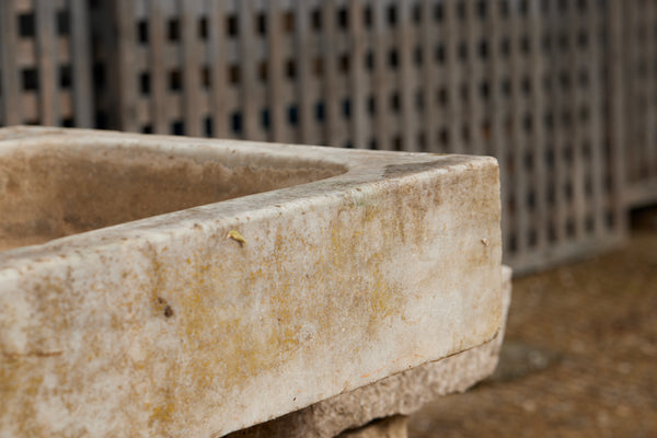 18th Century French White Marble Rectangular Farm Sink