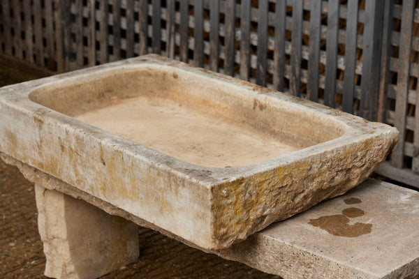 18th Century French White Marble Rectangular Farm Sink