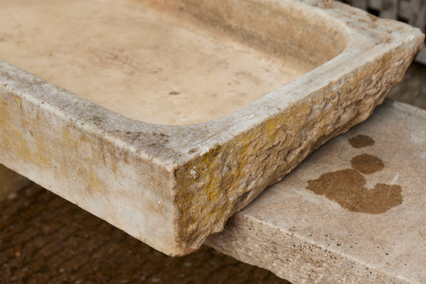 18th Century French White Marble Rectangular Farm Sink