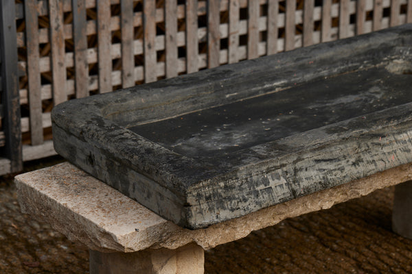 18th Century Carved Slate Sink from Anjou, France