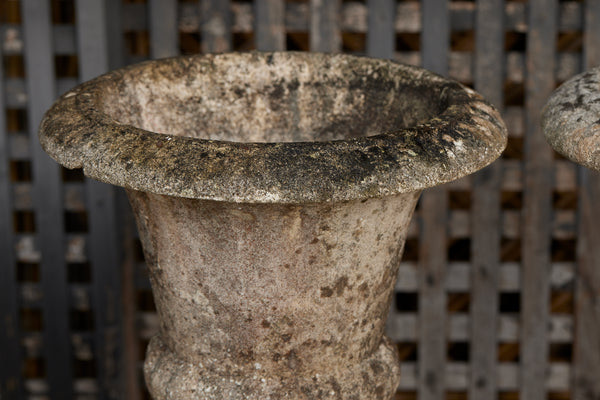Set of Six Classical French Cast Stone Urns by Grandon Frères