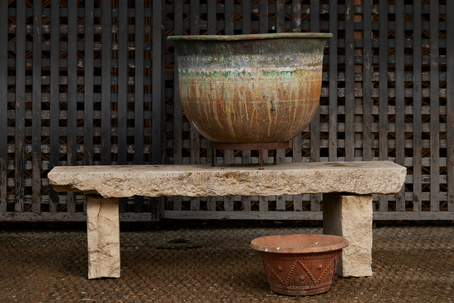 Late 19th Century French Industrial Cooking Vessel on Iron Stand
