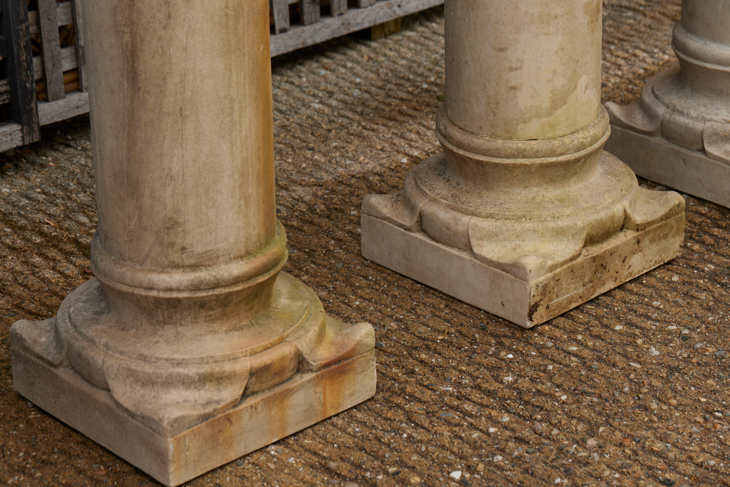 Set of Four Cast Fiberglass Neoclassical French Columns with Stylized Corinthian Capitals