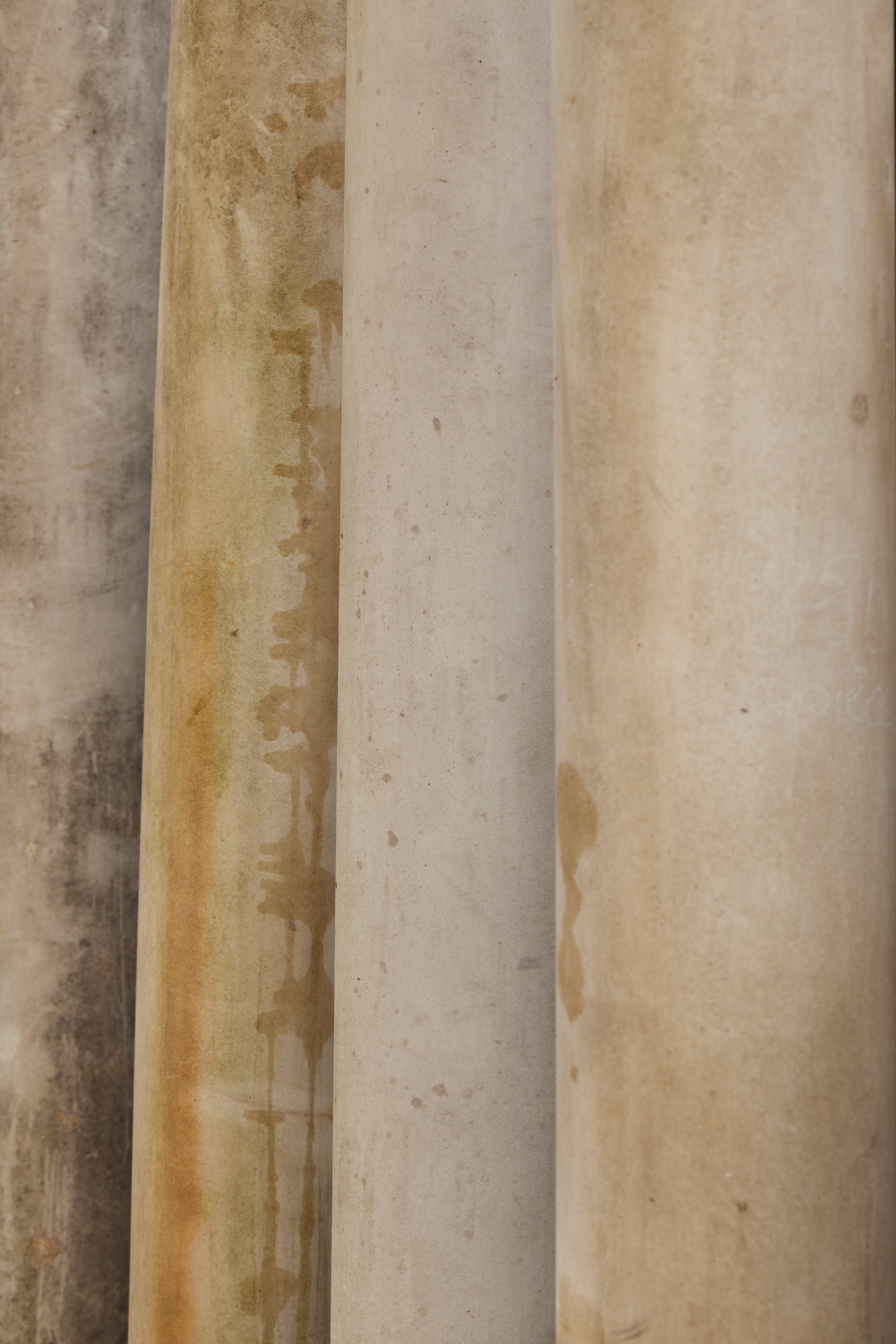 Set of Four Cast Fiberglass Neoclassical French Columns with Stylized Corinthian Capitals