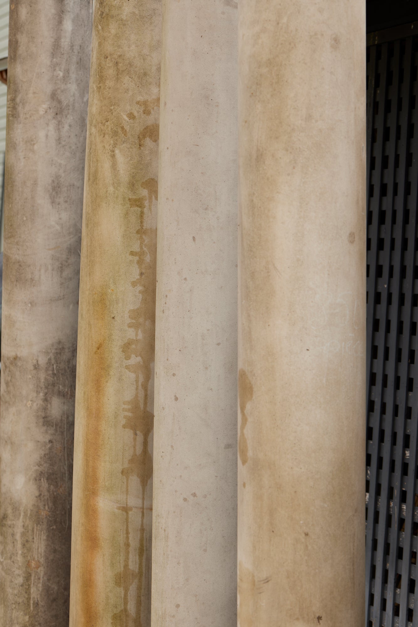 Set of Four Cast Fiberglass Neoclassical French Columns with Stylized Corinthian Capitals