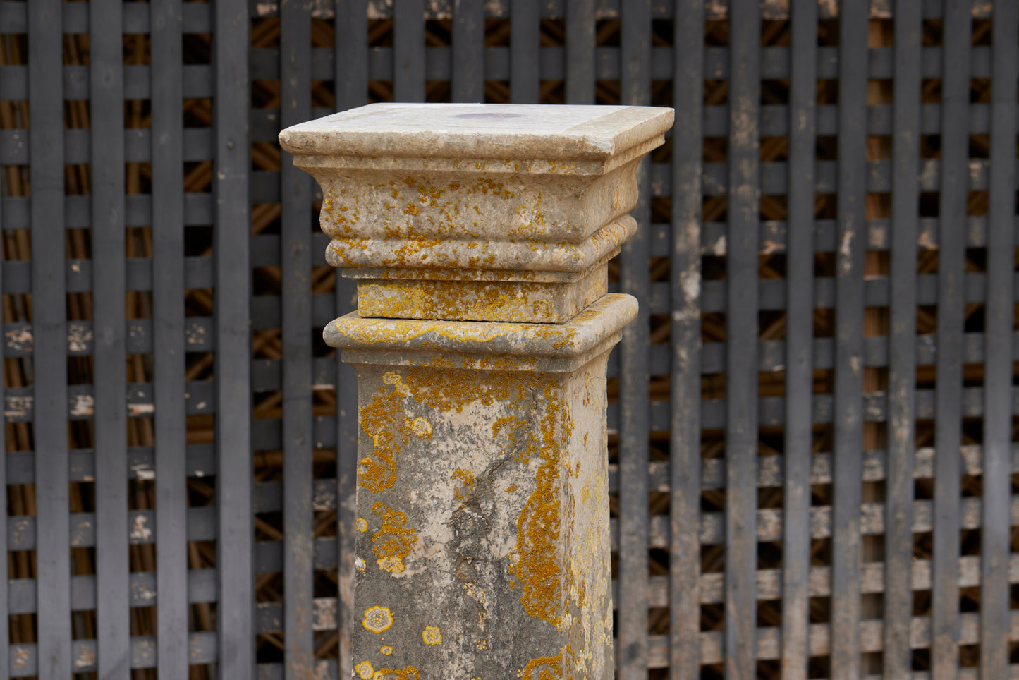 Early 19th Century Limestone Pedestal with Beautiful Lichen Patination