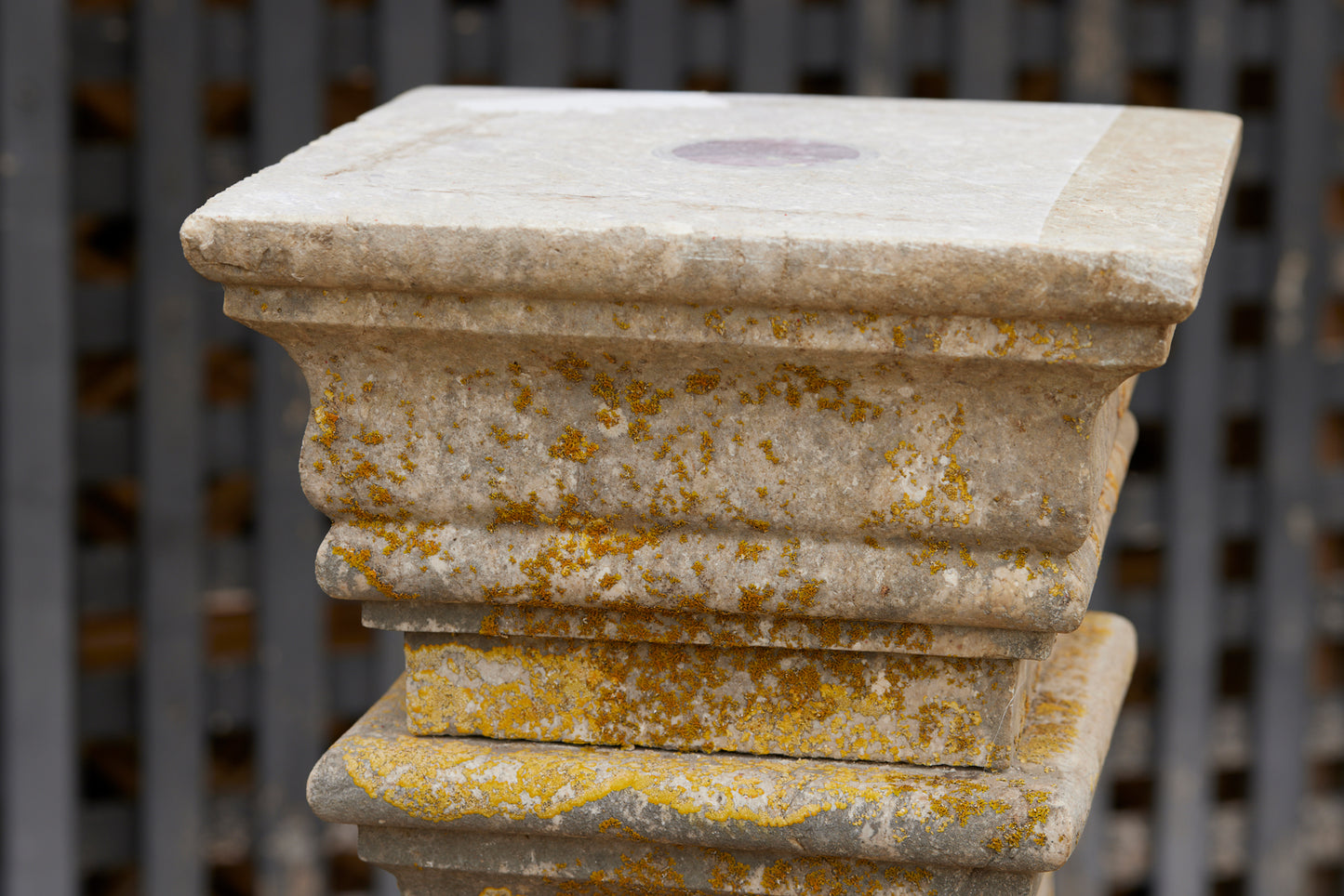 Early 19th Century Limestone Pedestal with Beautiful Lichen Patination