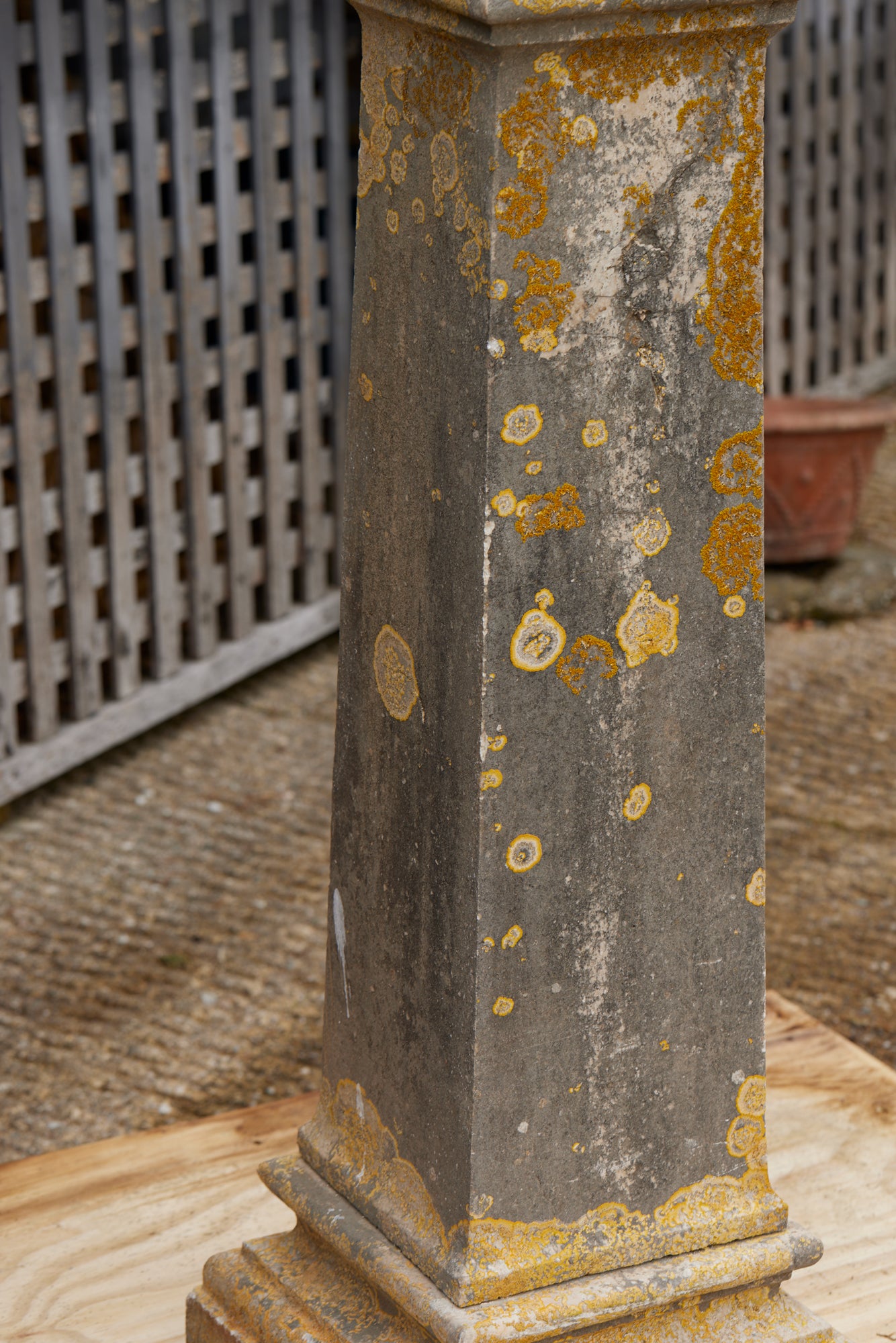 Early 19th Century Limestone Pedestal with Beautiful Lichen Patination