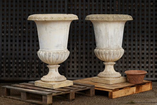 Pair of Mid-Century Monumental Portuguese Cast Cement Estate Campagna Urns