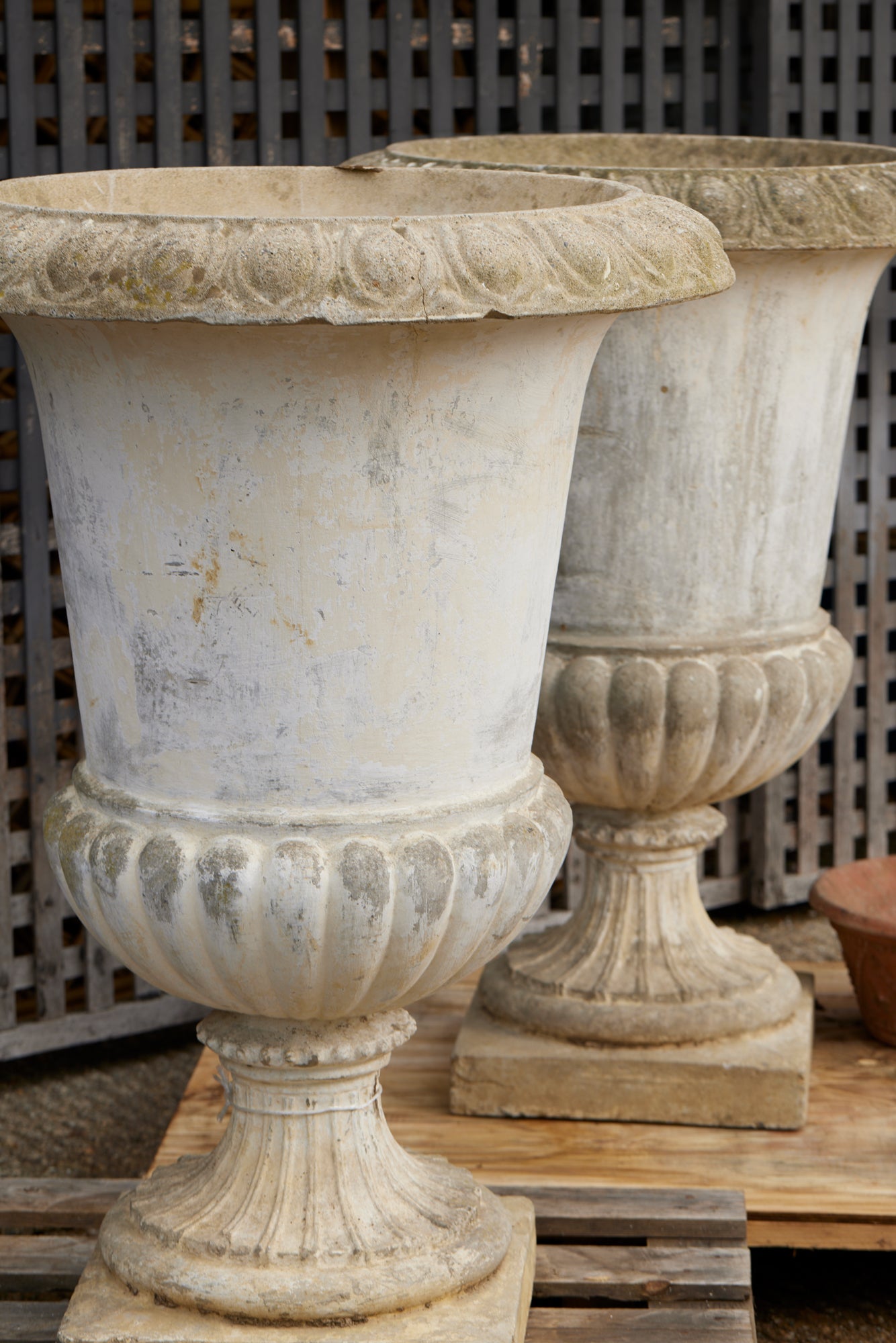Pair of Mid-Century Monumental Portuguese Cast Cement Estate Campagna Urns