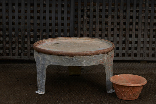German Industrial 3-Leg Round Coffee Table from Early 19th Century