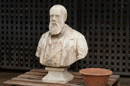 Carved French White Marble Bust of Dutch/Flemish Statesman Dostriez