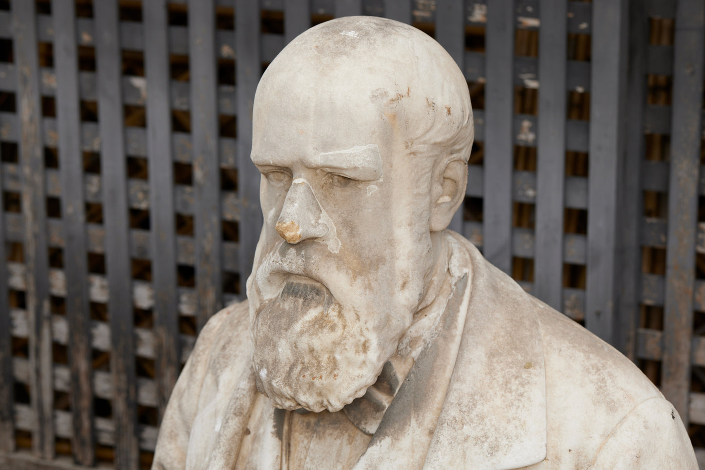 Carved French White Marble Bust of Dutch/Flemish Statesman Dostriez