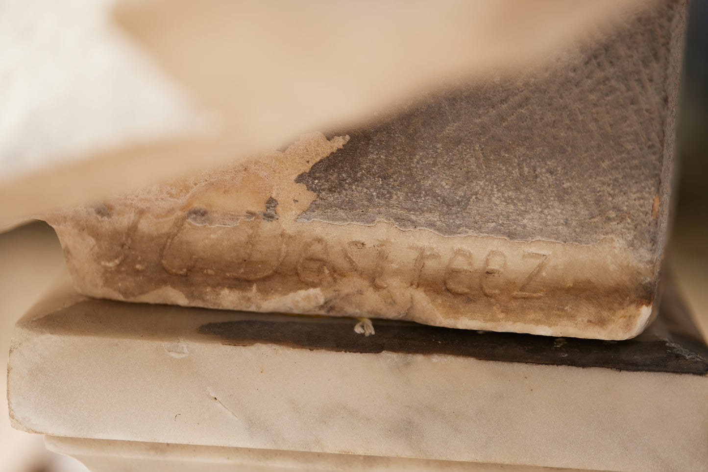 Carved French White Marble Bust of Dutch/Flemish Statesman Dostriez