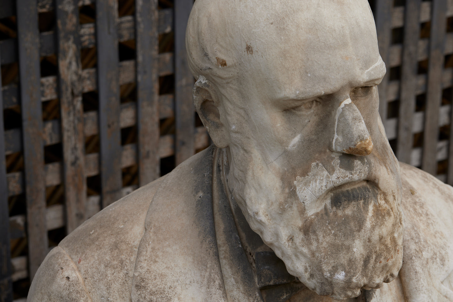 Carved French White Marble Bust of Dutch/Flemish Statesman Dostriez