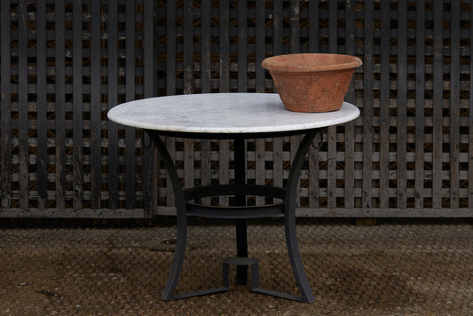 Wrought Iron Moroccan Garden with Marble Top featuring a Bec de Corbin Edge