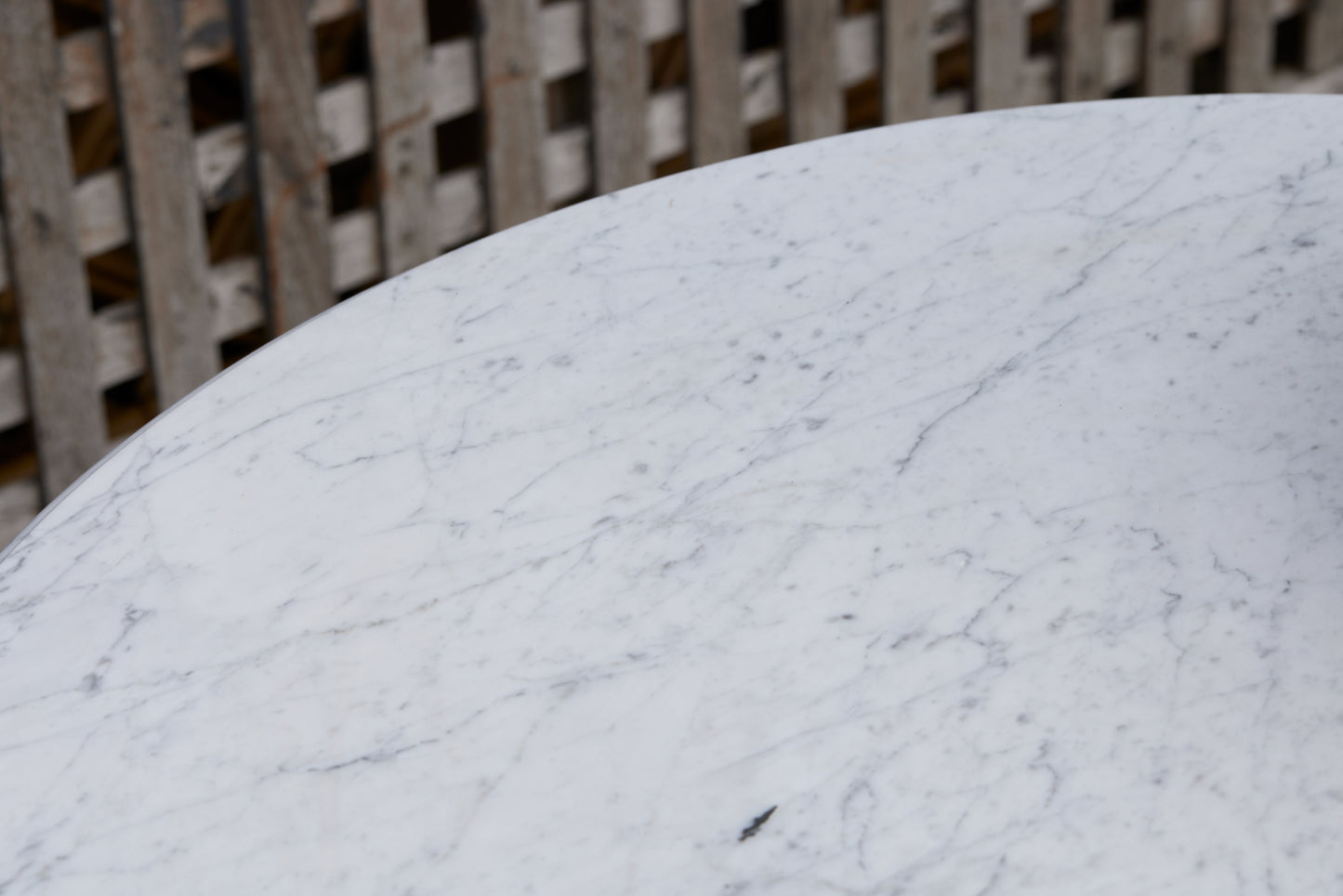 Wrought Iron Moroccan Garden with Marble Top featuring a Bec de Corbin Edge