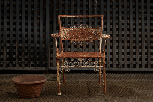 19th Century French Pierced Work & Wrought Iron Garden Chair
