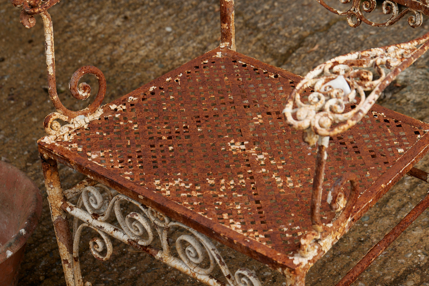 19th Century French Pierced Work & Wrought Iron Garden Chair