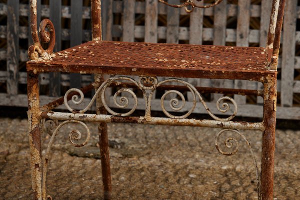 19th Century French Pierced Work & Wrought Iron Garden Chair