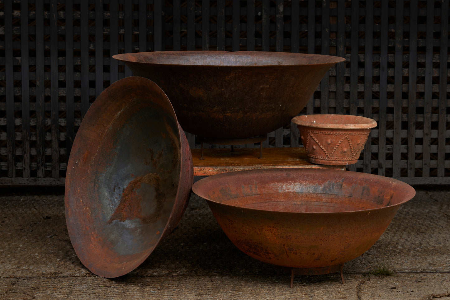 Assorted 19th Century Tempered Steel Batik Pots from Jakarta