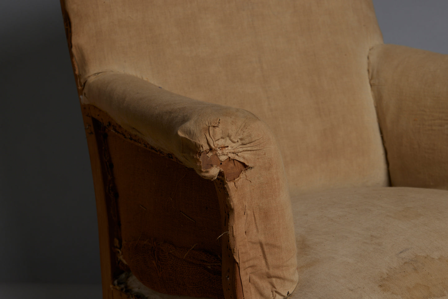 Pair of Edwardian Upholstered Armchairs with Slightly Flared Arms & Rounded Shoulders