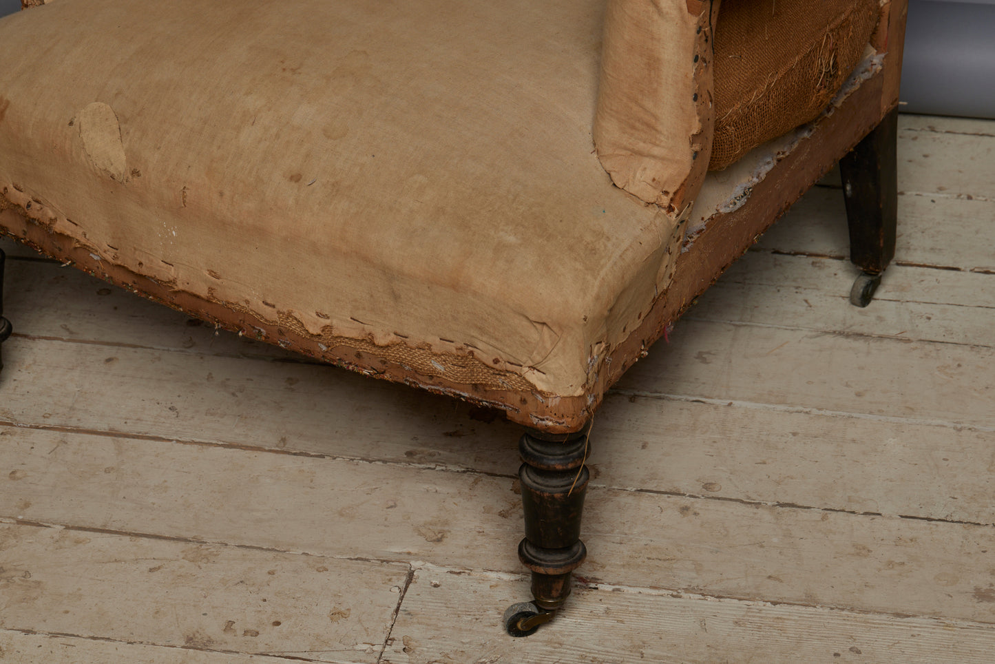 Pair of Edwardian Upholstered Armchairs with Slightly Flared Arms & Rounded Shoulders