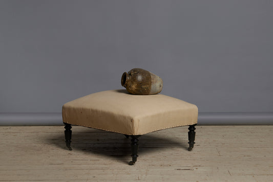 19th Century French Shaped Ottoman with Turned & Ebonized Legs