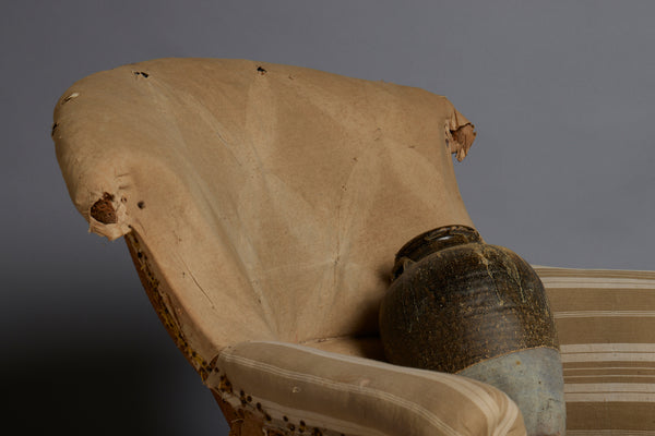 Pair of Small Edwardian Upholstered Chairs with Shaped Back & Turned Legs