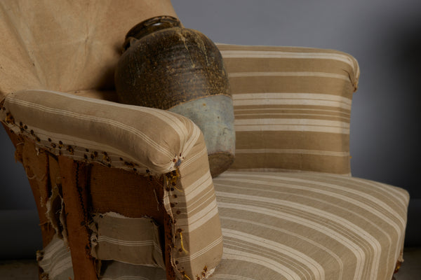Pair of Small Edwardian Upholstered Chairs with Shaped Back & Turned Legs