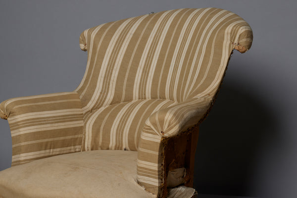 Pair of Small Edwardian Upholstered Chairs with Shaped Back & Turned Legs
