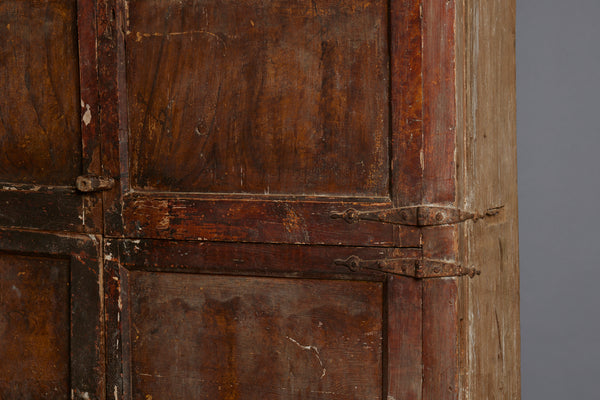 17th Century Spanish 6 Door Monastery Cabinet on Shoe Feet with Faux Bois Painted Finish