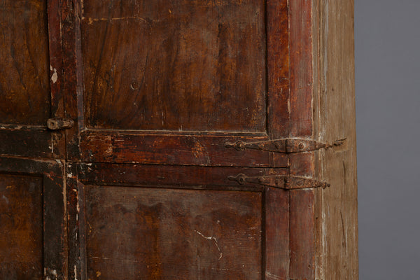 17th Century Spanish 6 Door Monastery Cabinet on Shoe Feet with Faux Bois Painted Finish
