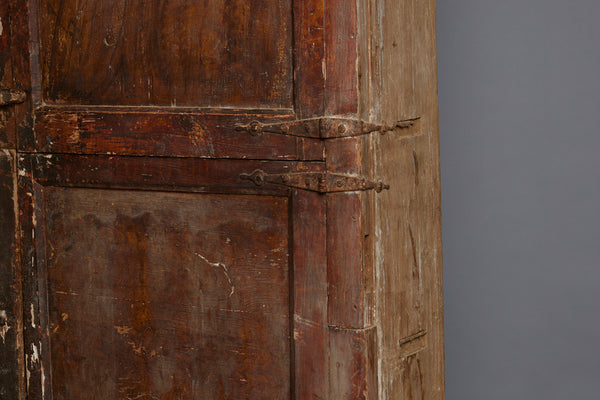 17th Century Spanish 6 Door Monastery Cabinet on Shoe Feet with Faux Bois Painted Finish