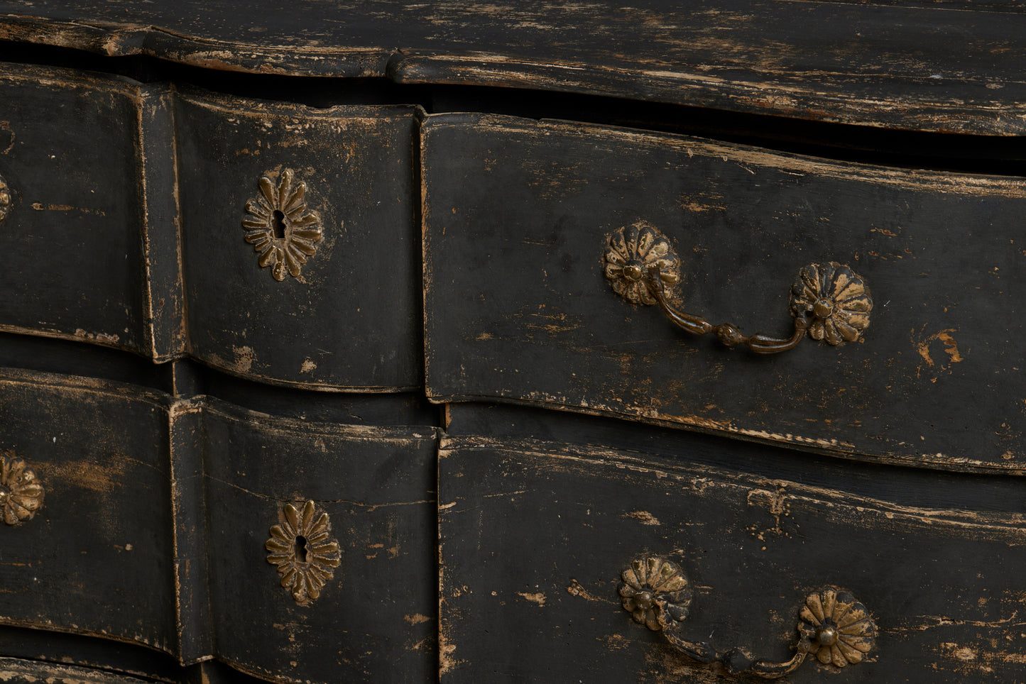 18th Century Three Drawer Provencal Walnut Chest in Old Blue Paint