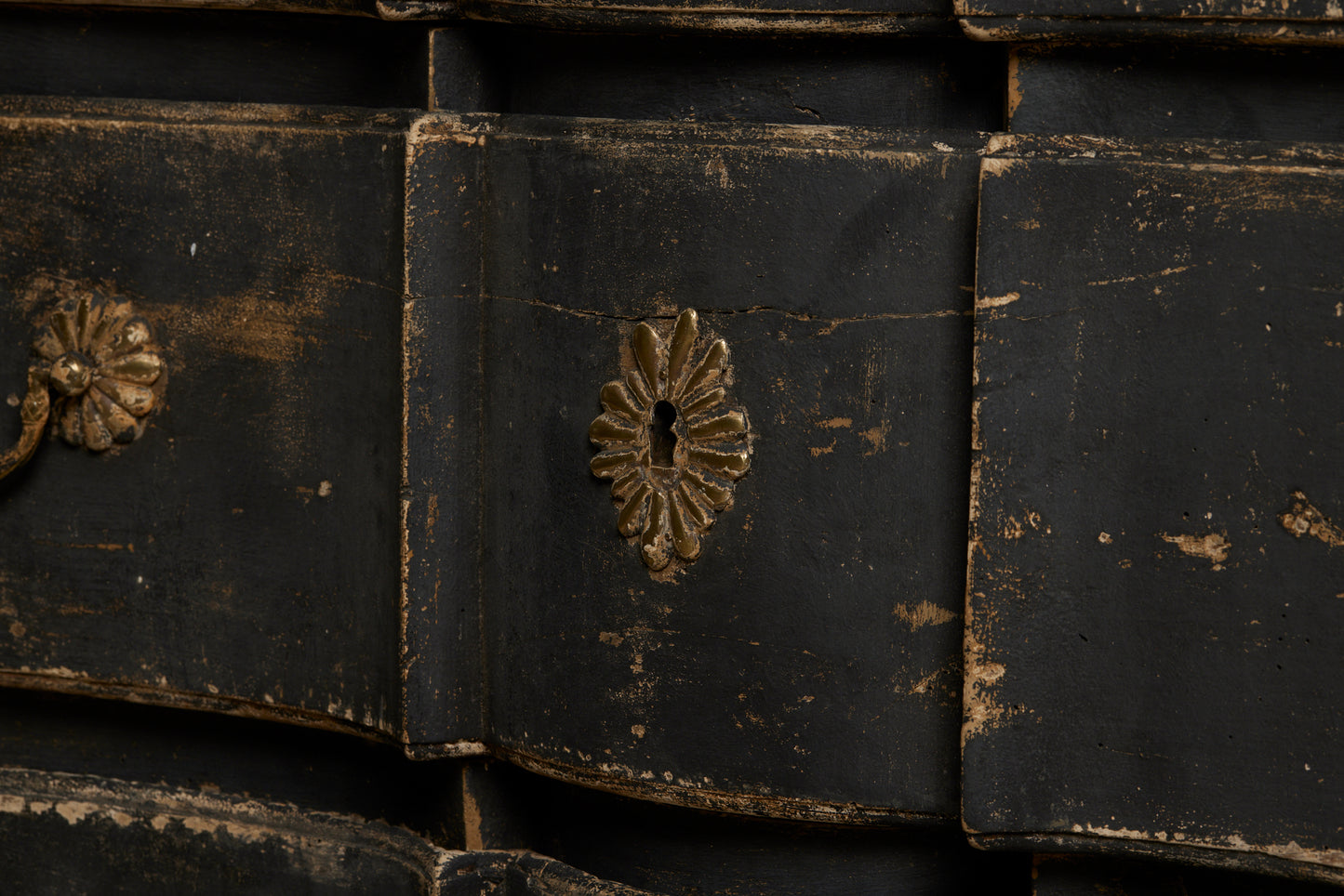 18th Century Three Drawer Provencal Walnut Chest in Old Blue Paint