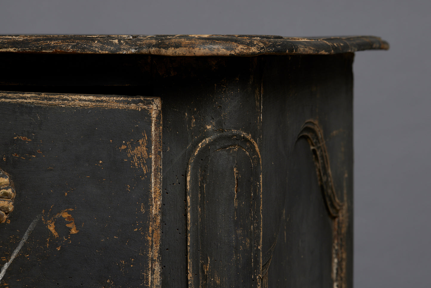 18th Century Three Drawer Provencal Walnut Chest in Old Blue Paint