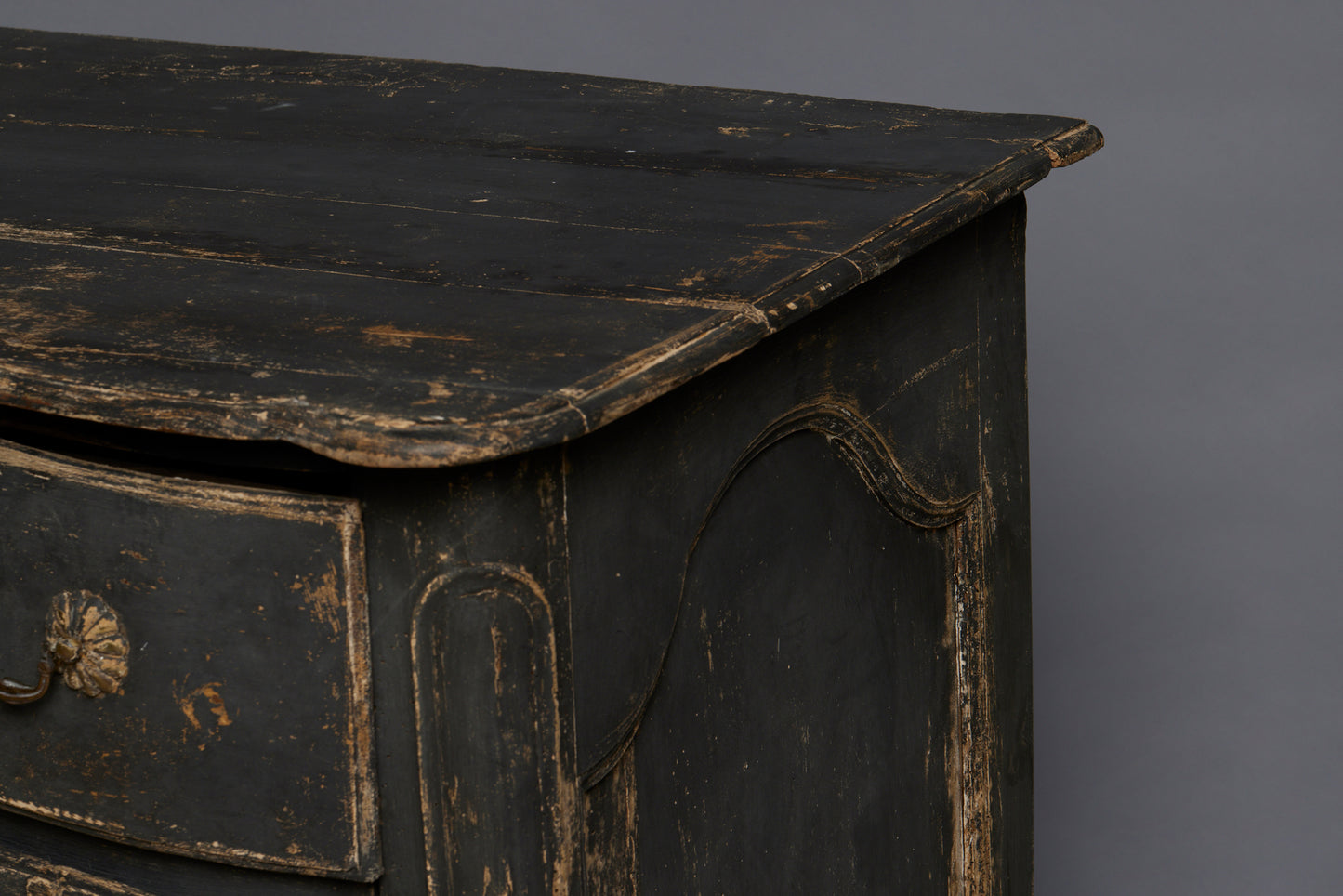 18th Century Three Drawer Provencal Walnut Chest in Old Blue Paint