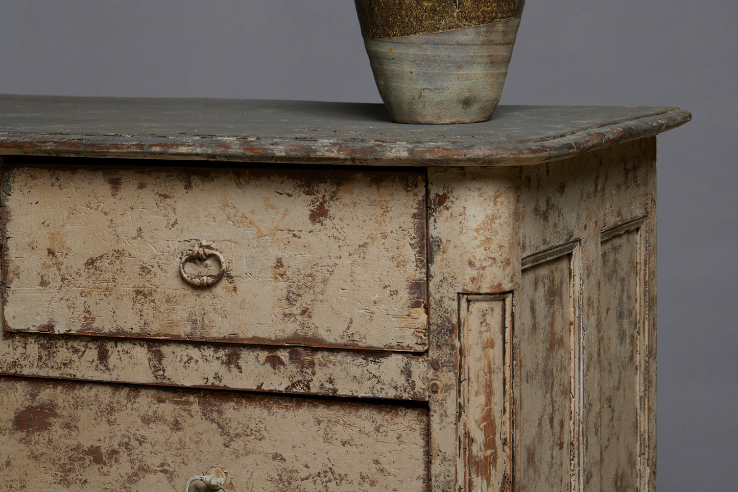 Late 18th Century Painted French Walnut Five Drawer Chest with Original Hardware