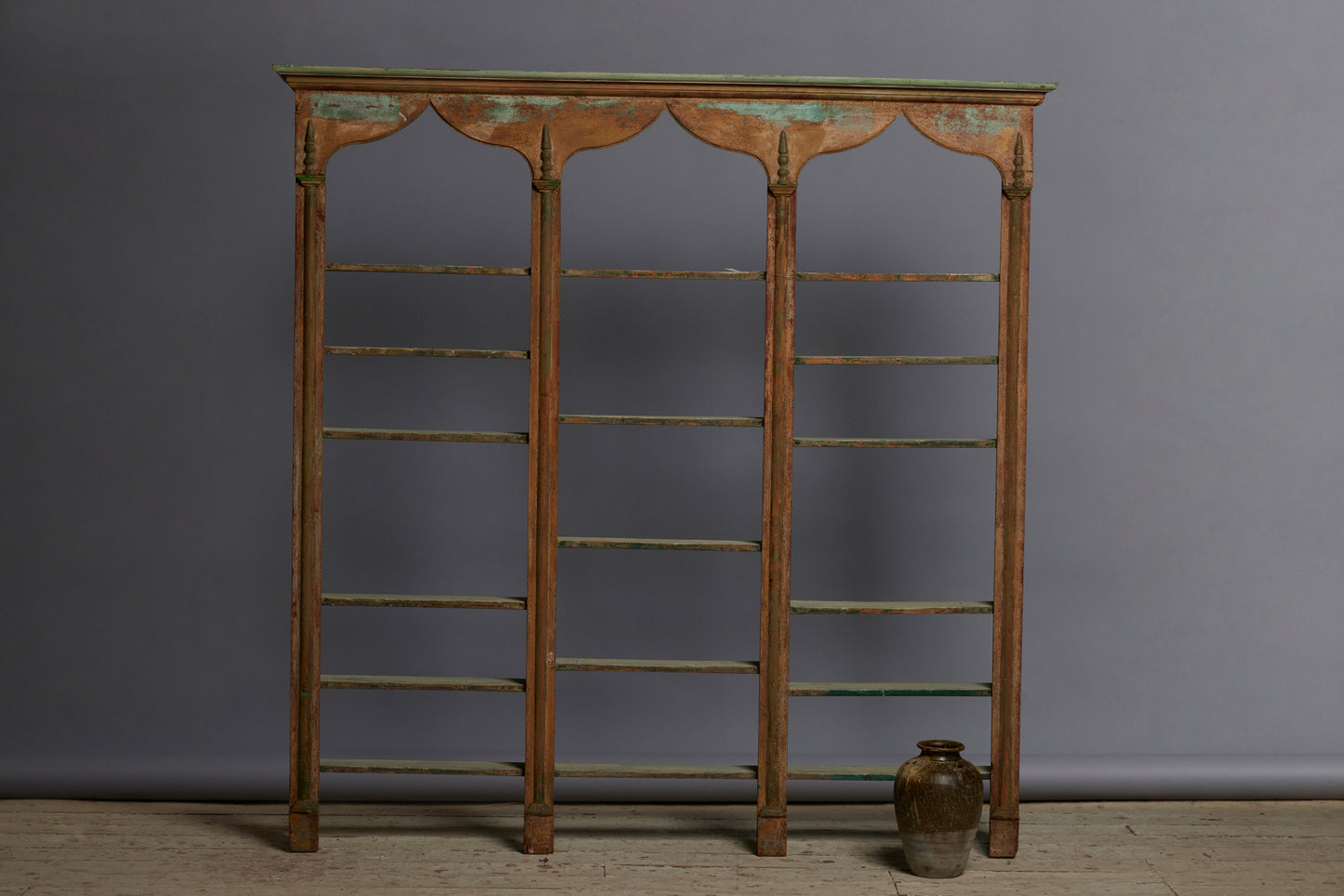 18th Century Italian Open Shelf Hanging Wall Cabinet with Moorish-Shaped Arches